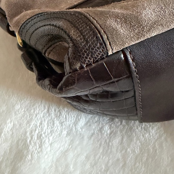 Coach Brooke Inlaid C Large hobo shoulder bag, model #14340, brown/taupe suede - Picture 12 of 12